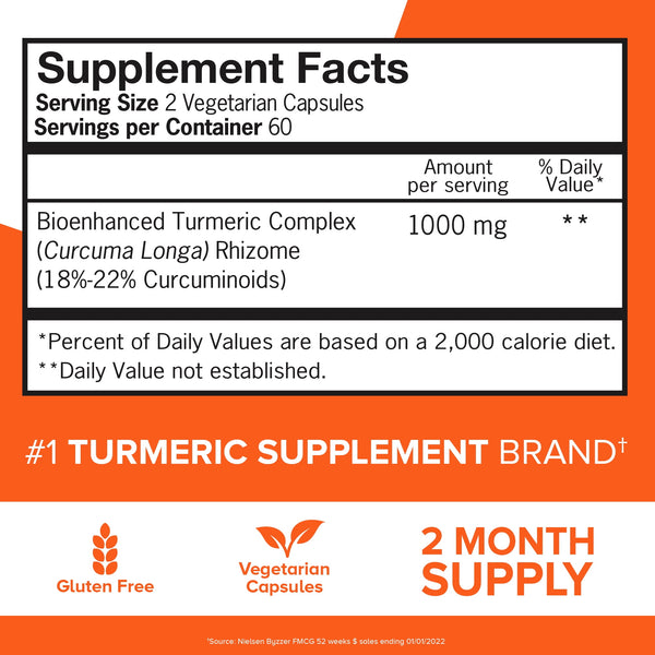 Qunol Turmeric Capsules, 1000mg, Ultra High Absorption, Joint Support Herbal Supplement, 120 Count