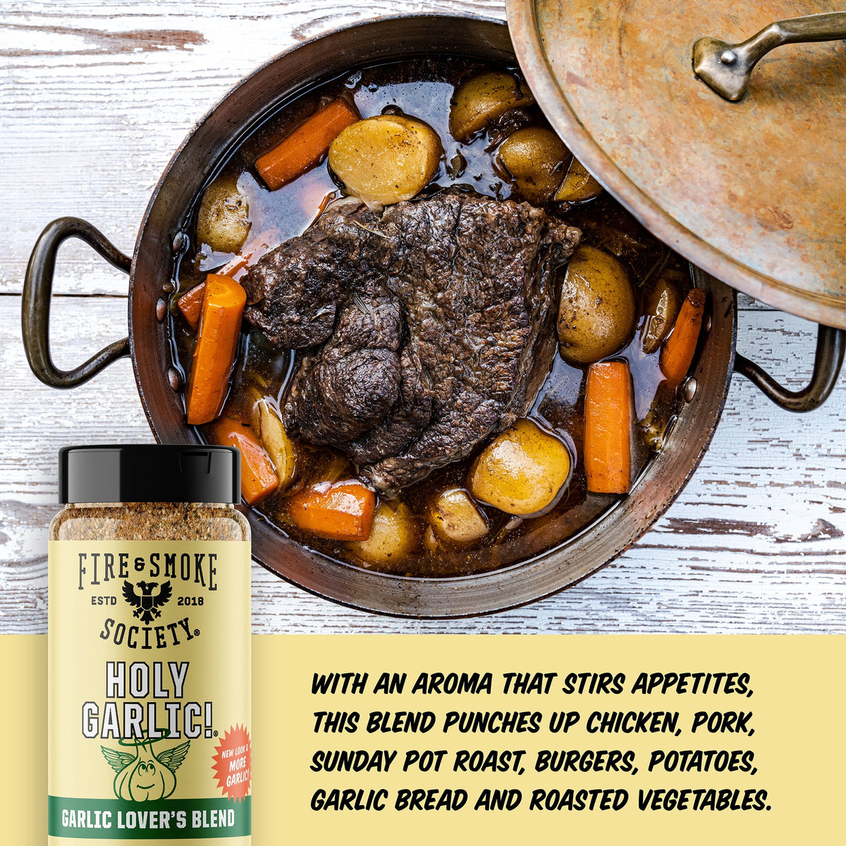 Fire & Smoke Society Holy Garlic All Purpose Seasoning, 8.7 oz Mixed Spices & Seasonings