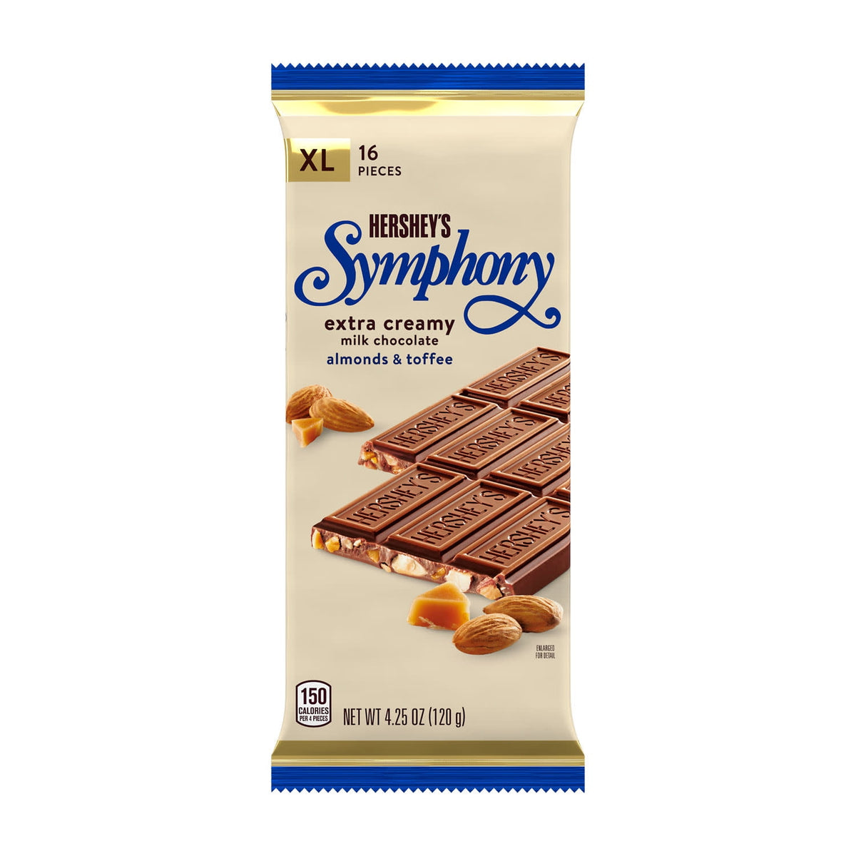 Hershey's Symphony Milk Chocolate, Almonds and Toffee XL Candy, Bar 4.25 oz, 16 Pieces