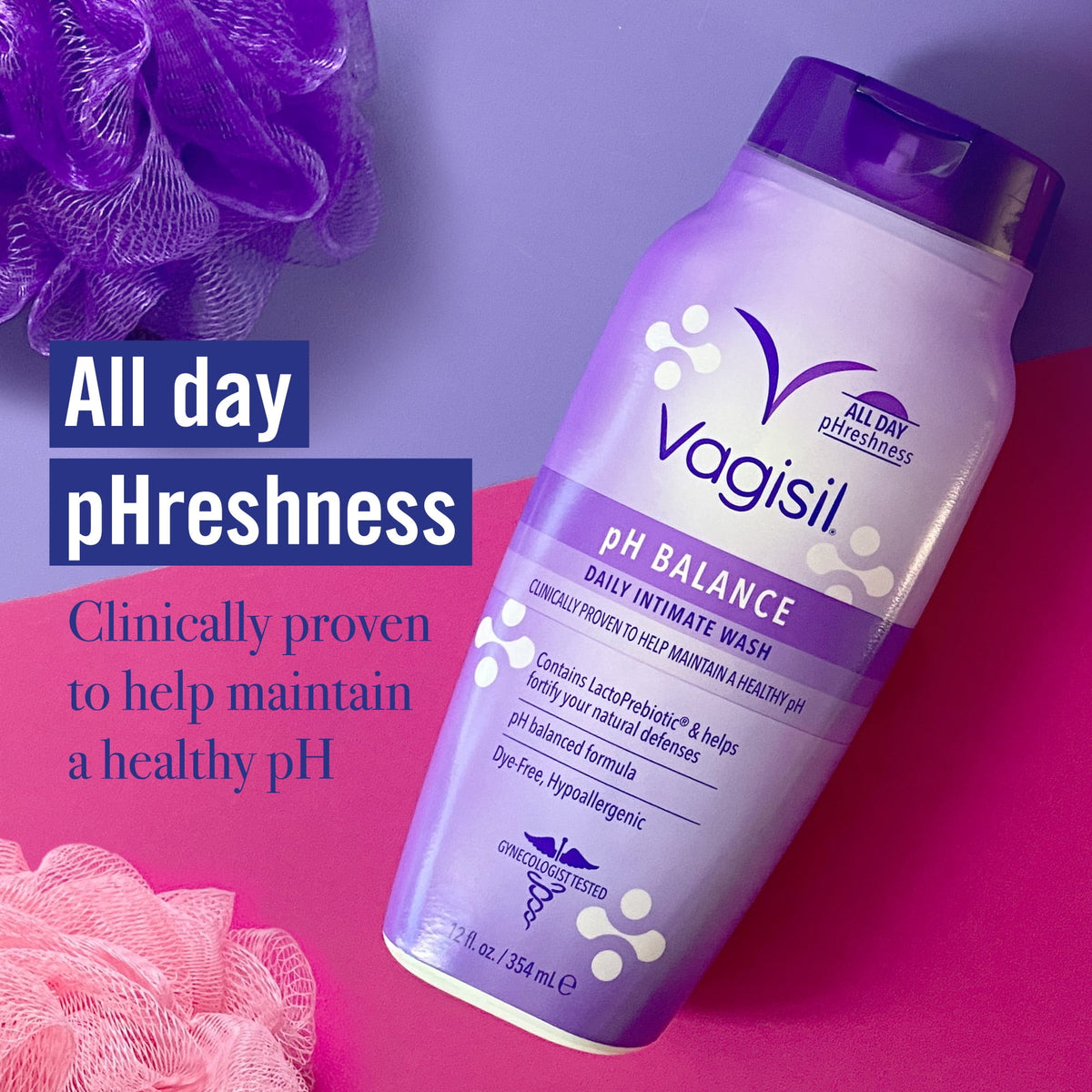 Vagisil PH Balance Daily Intimate Vaginal Feminine Wash, 12 fl oz, 3 Pack