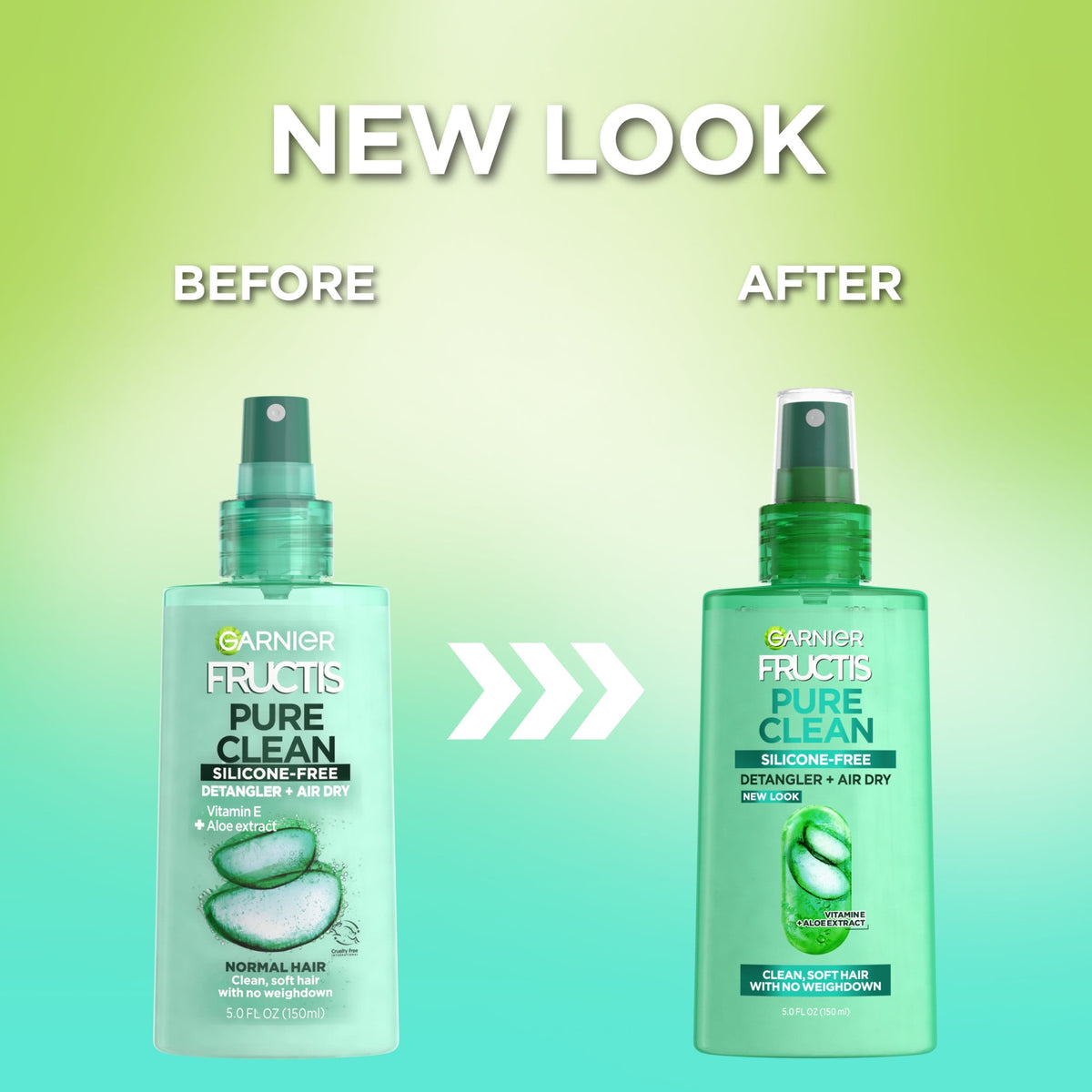 Garnier Fructis Pure Clean Air Dry Detangler Spray Anti-Frizz Leave-In Aloe 5 fl oz, All Hair Types