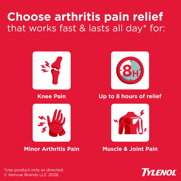 Tylenol 8 Hour Arthritis for Fast Pain Relief, Acetaminophen 650 mg Extended Release, 225 Count