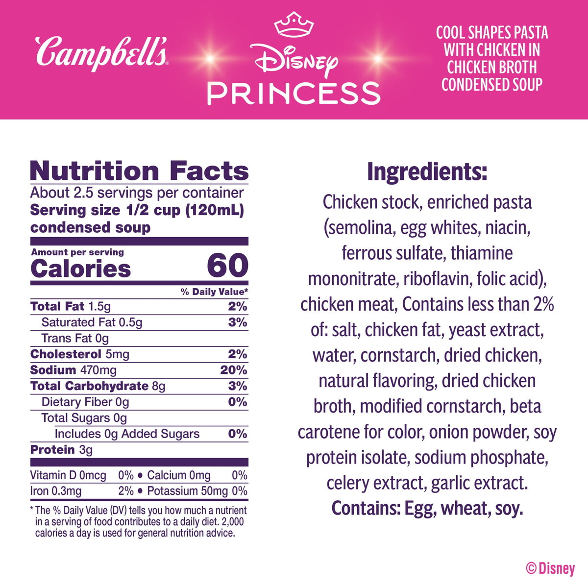 Campbell’s Condensed Kids Soup Disney Princess Cool Shapes Pasta, 10.5 oz