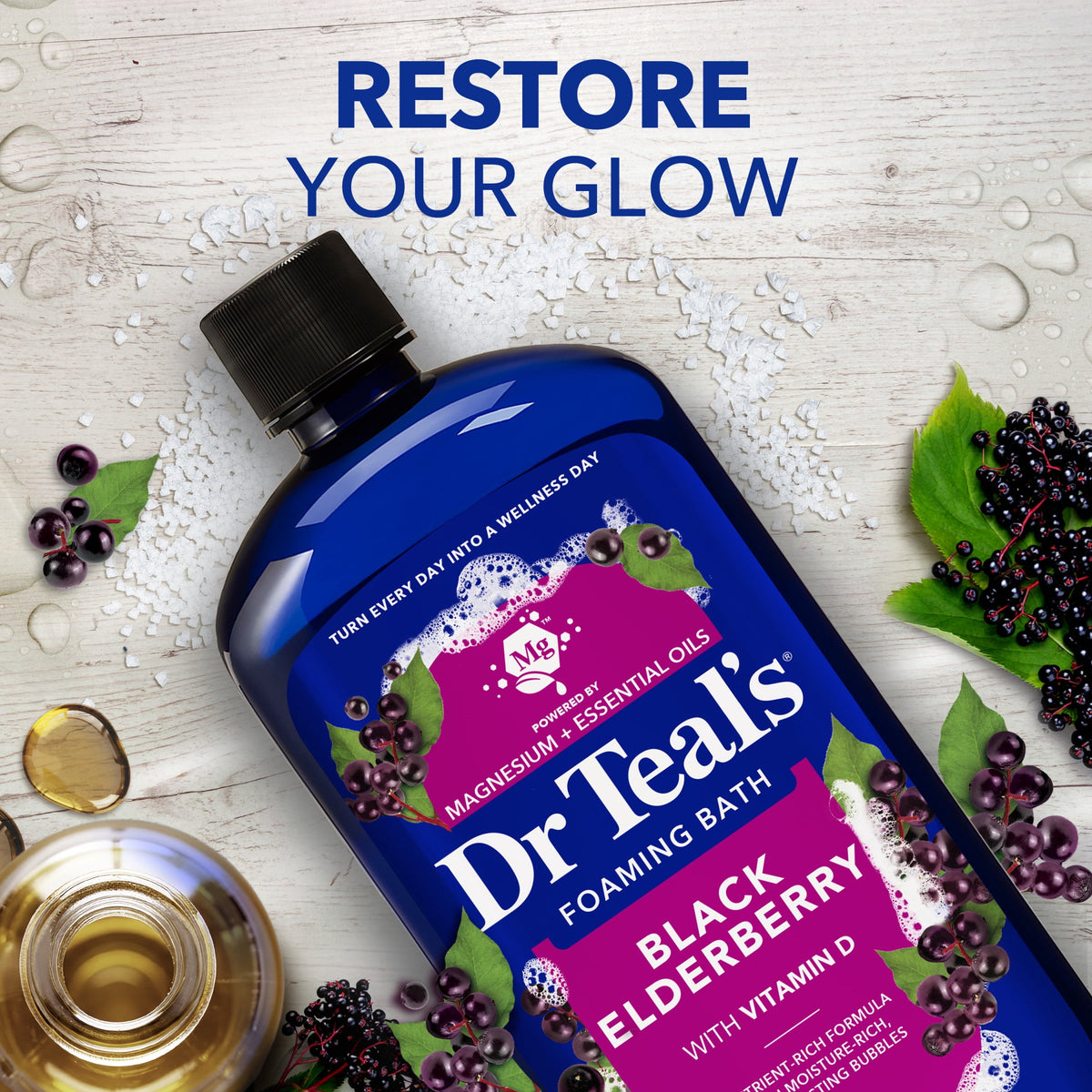 Dr Teal’s Black Elderberry Foaming Bath, 34 fl.oz.