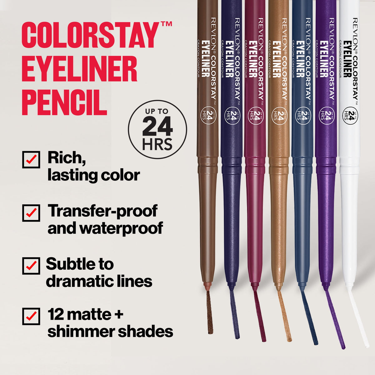 Revlon ColorStay Waterproof Eyeliner Pencil, Built-In Sharpener, 203 Brown, 0.01 oz
