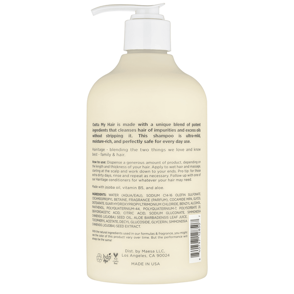 Hairitage Outta My Hair Gentle Daily Moisturizing Shampoo with Jojoba Oil & Aloe Vera 5, 13 fl. oz.