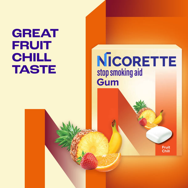 Nicorette Nicotine Gum, Stop Smoking Aids, 2 mg, Fruit Chill, 20 Count