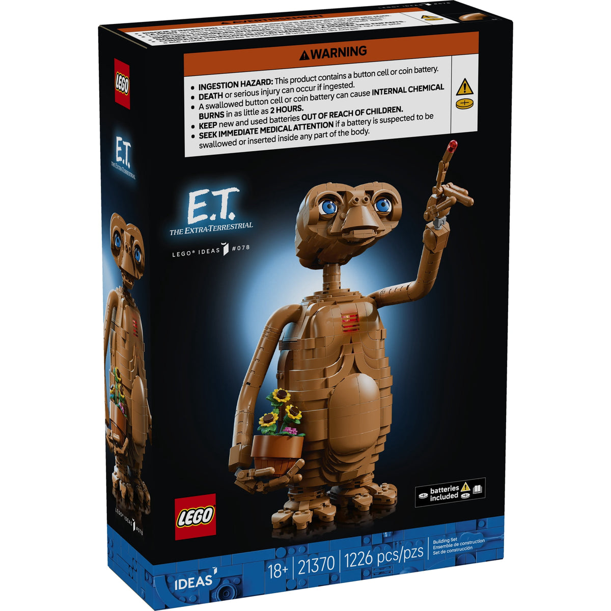 LEGO Ideas E.T. the Extra-Terrestrial Building Set for Adults 21370, Posable Figure with Light Brick, Ages 18+