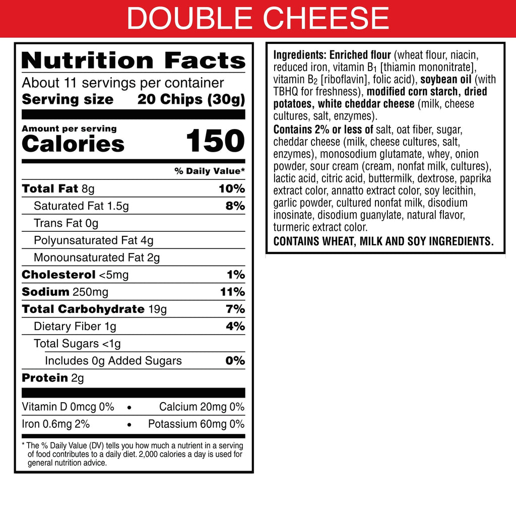 Cheez-It Snap'd Double Cheese Cheesy Baked Chips, Lunch Snacks, 12 oz
