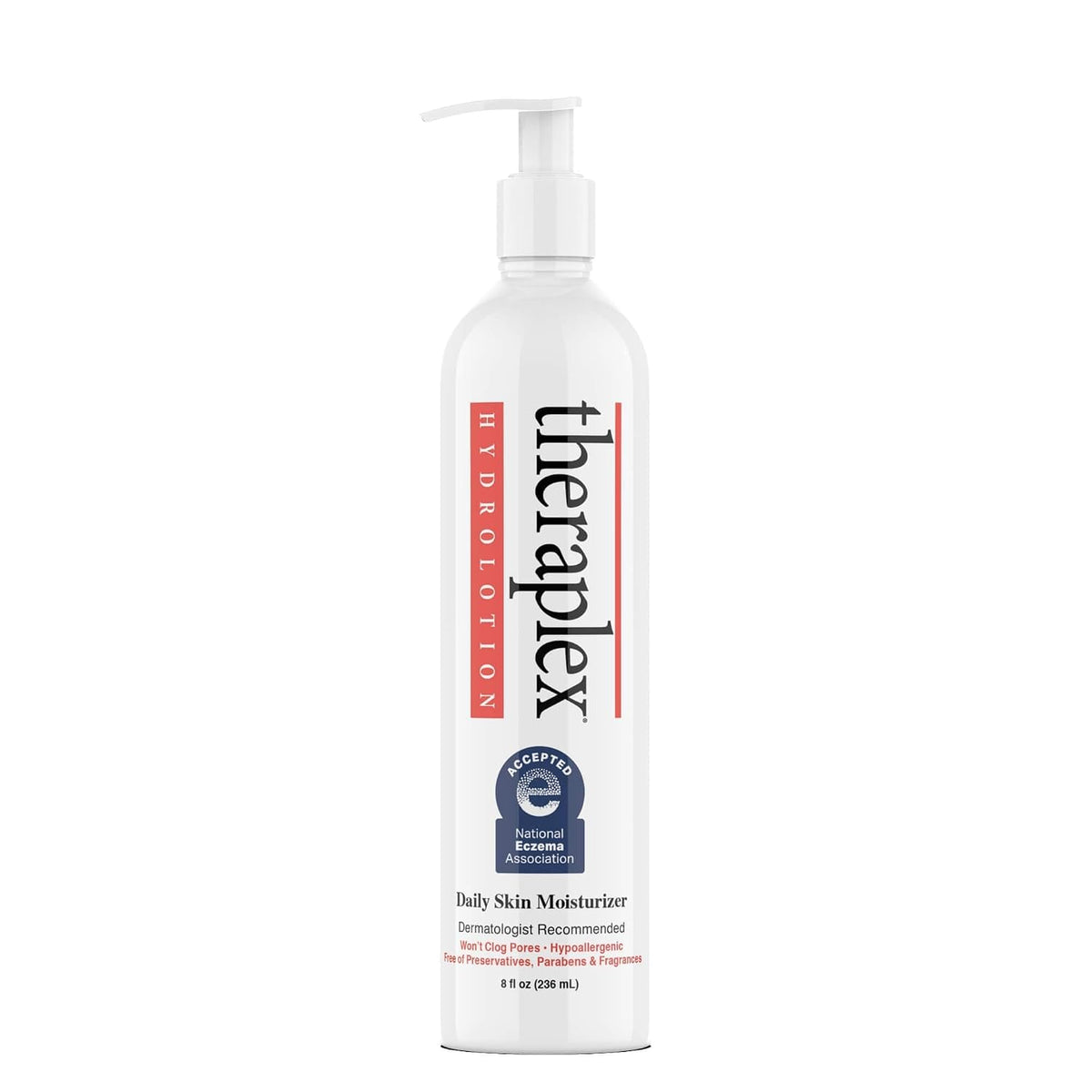 Theraplex Hydro Lotion (8 oz) - No Parabens or Preservatives, Noncomedogenic, and Hypoallergenic, Fragrance-Free, Dermatologist recommended - National