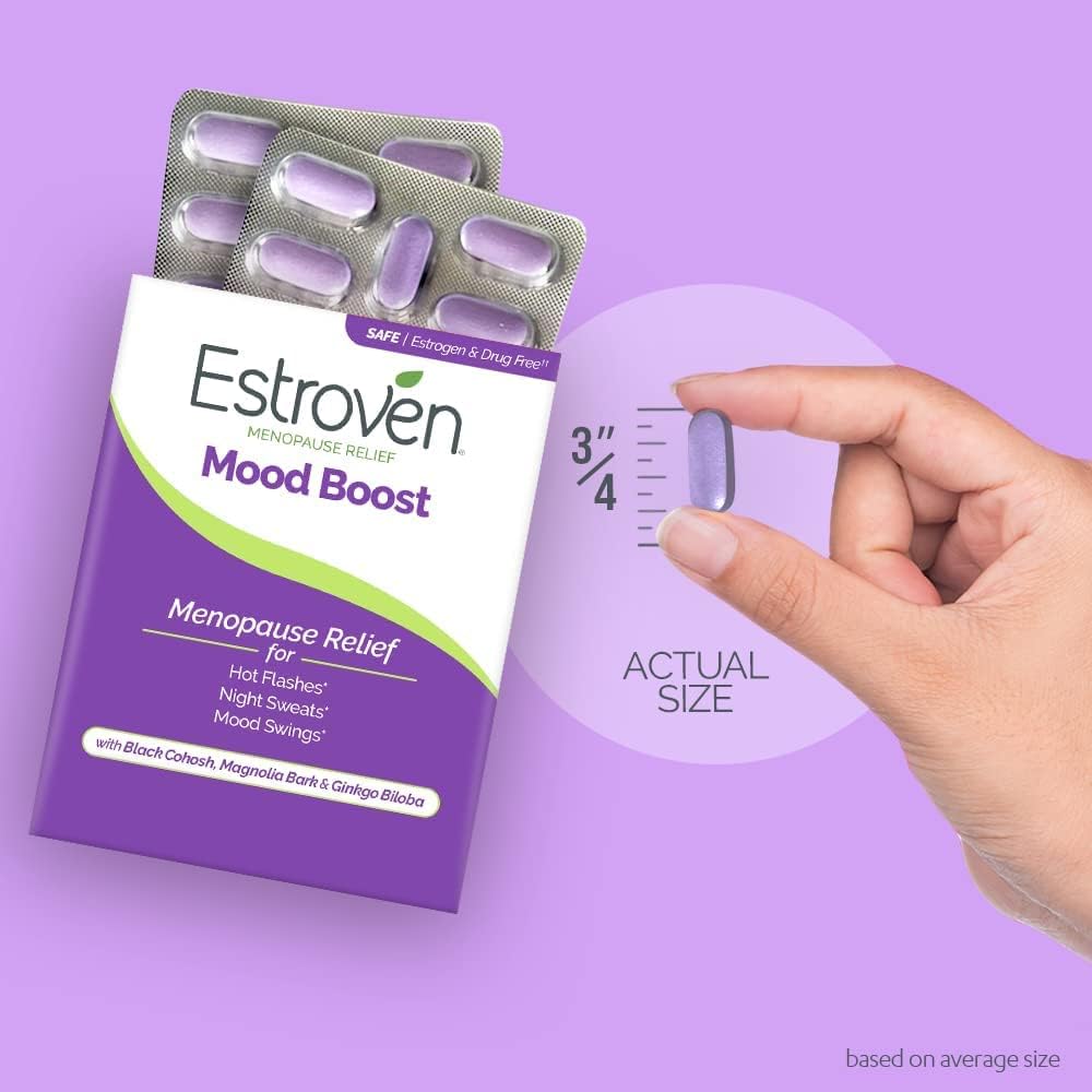 Estroven Mood Boost for Menopause Relief Supplement for Women, 30 Count
