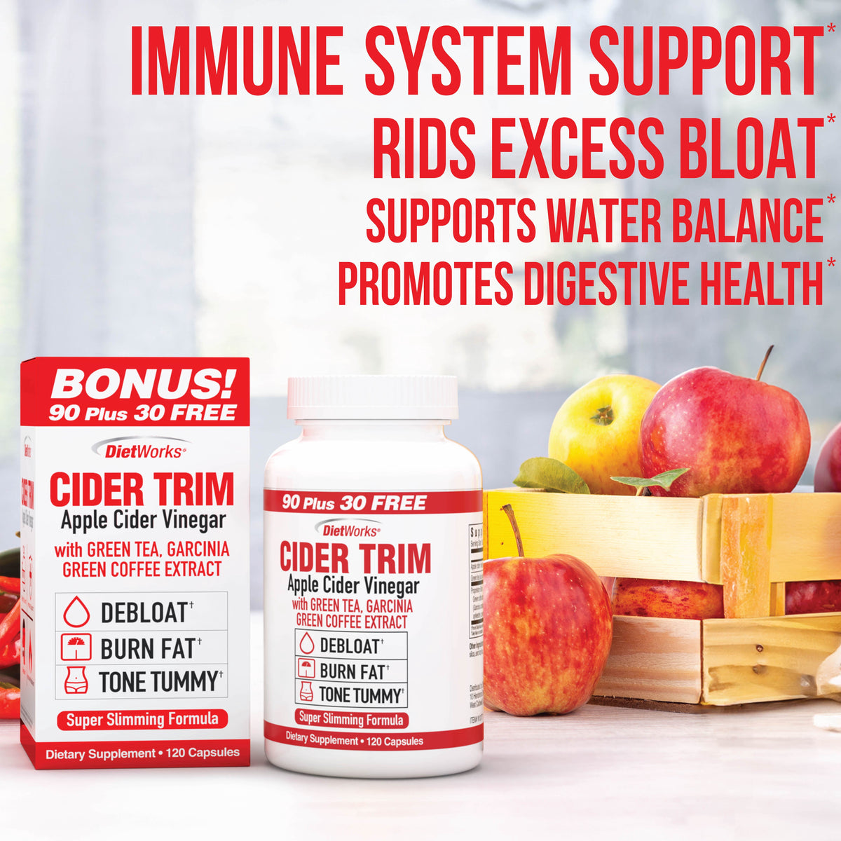 DietWorks Cider Trim Apple Cider Vinegar Capsules, 120 Ct