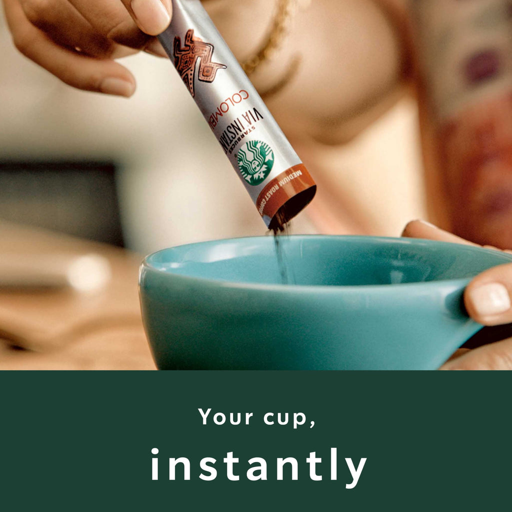 Starbucks VIA Instant Single-Origin Colombia, Instant Coffee, Medium Roast Coffee, 8 Packets
