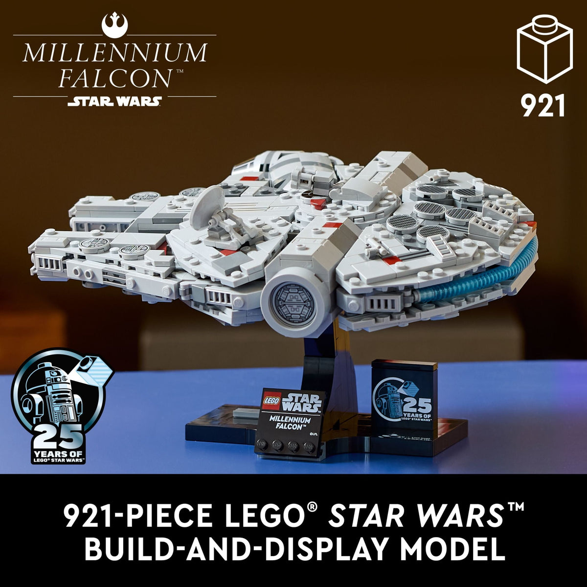 LEGO Star Wars: A New Hope Millennium Falcon 25th Anniversary Buildable Starship Model, Collectible Star Wars Home Décor, Building Set for Adults