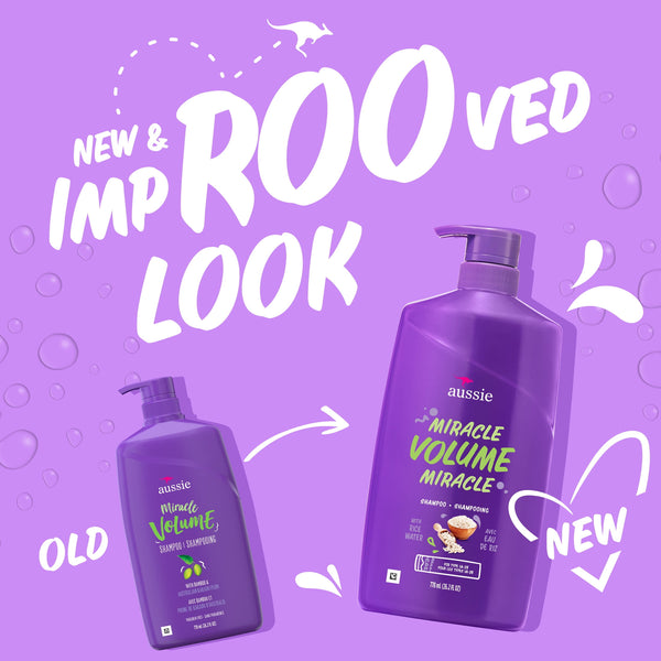 Aussie Miracle Volume with Plum & Bamboo, Paraben Free Shampoo, 26.2 fl oz