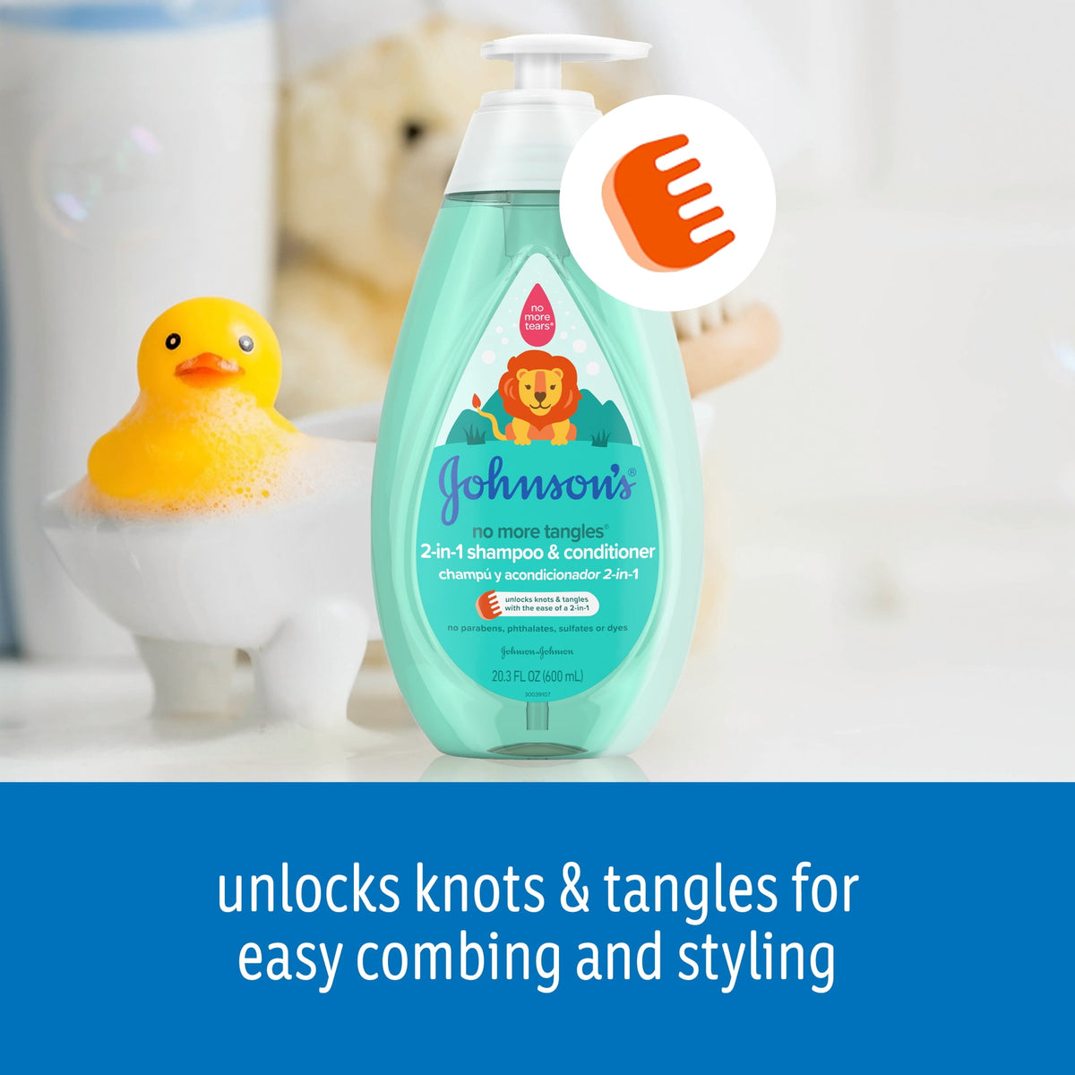 Johnson's Detangling 2-in-1 Kids Shampoo & Conditioner, Hair Products, 20.3 fl oz