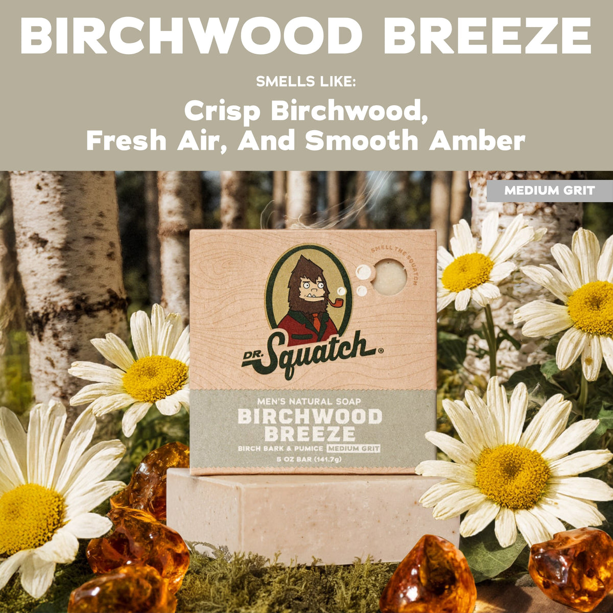 Dr. Squatch Men's Soap, Natural Bar Soap for Men, Birchwood Breeze, 5 oz