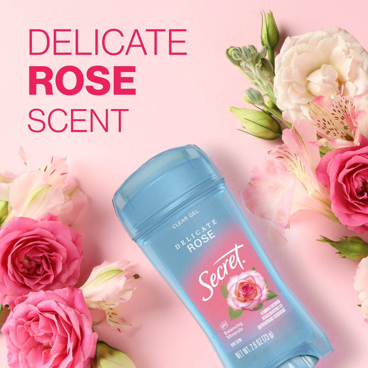 Secret Fresh Clear Gel Antiperspirant Deodorant for Women, Delicate Rose Scent, 2.6 oz