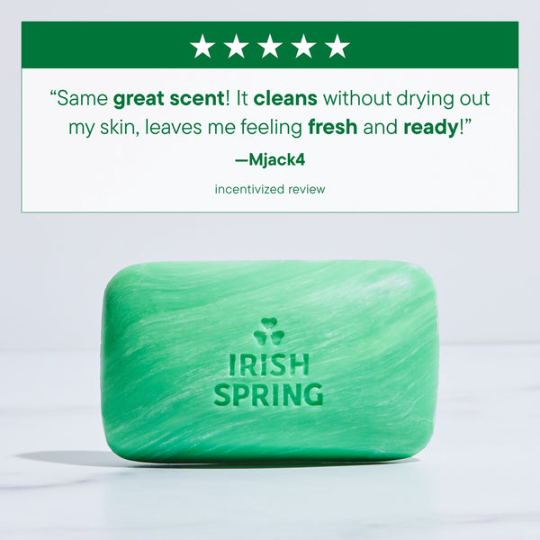 Irish Spring Original Deodorant Bar Soap for Men, With Flaxseed Oil, 3.7 oz Bar (8 Pack)