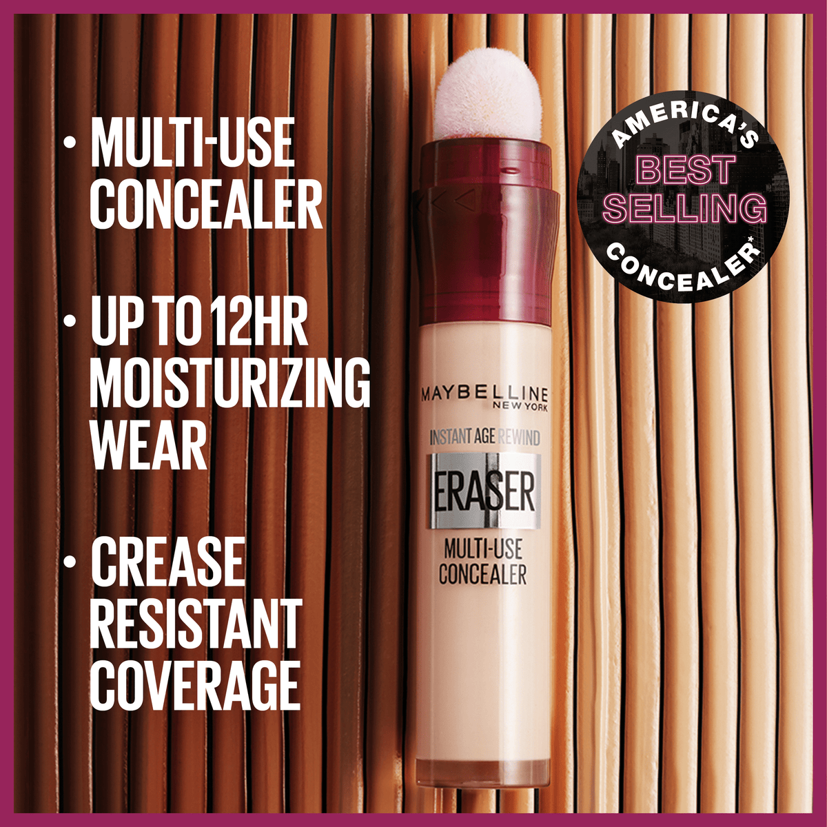 Maybelline Instant Age Rewind Eraser Color Correcting Concealer, Pink 160, 0.2 fl oz