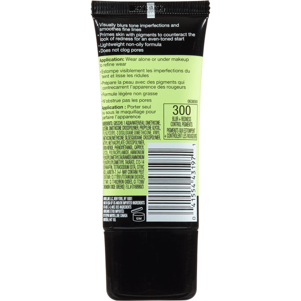 Maybelline Facestudio Master Prime Primer Makeup, Blur and Redness Control Pigments, 1 fl oz