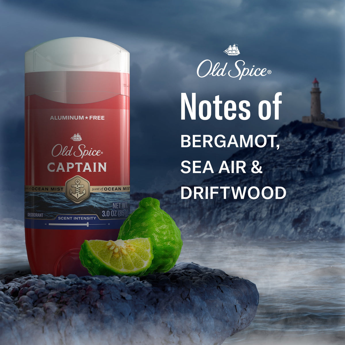 Old Spice Deodorant for Men, Aluminum Free, Captain, 24/7 Odor Protection, 3.0 oz