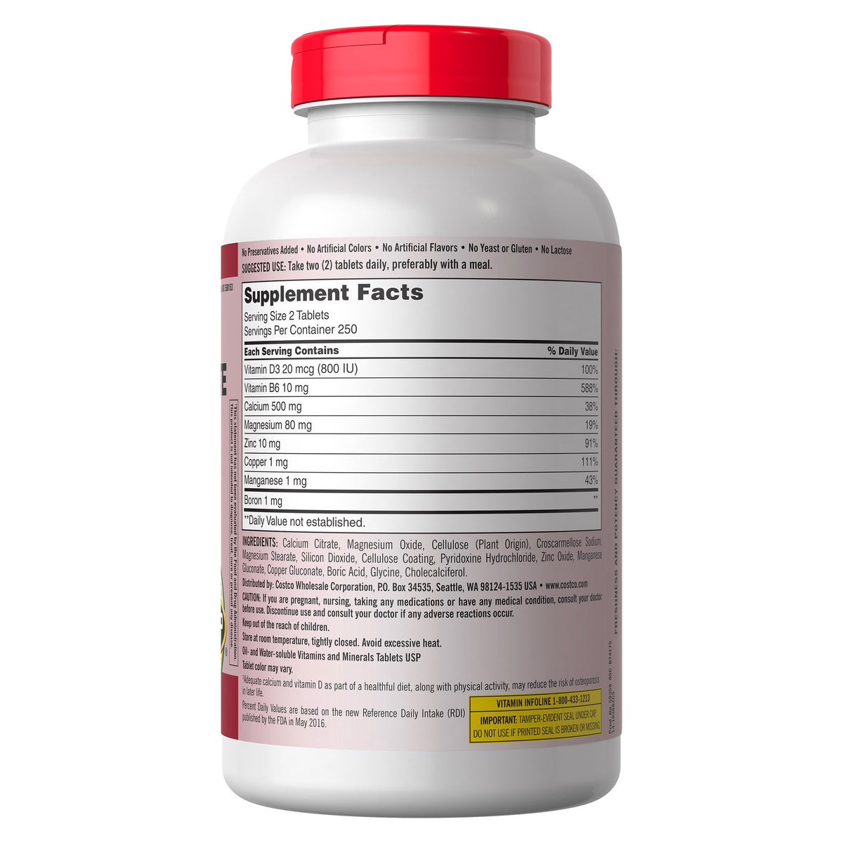 Kirkland Signature Calcium Citrate Magnesium and Zinc Tabletten, 500 Stk.