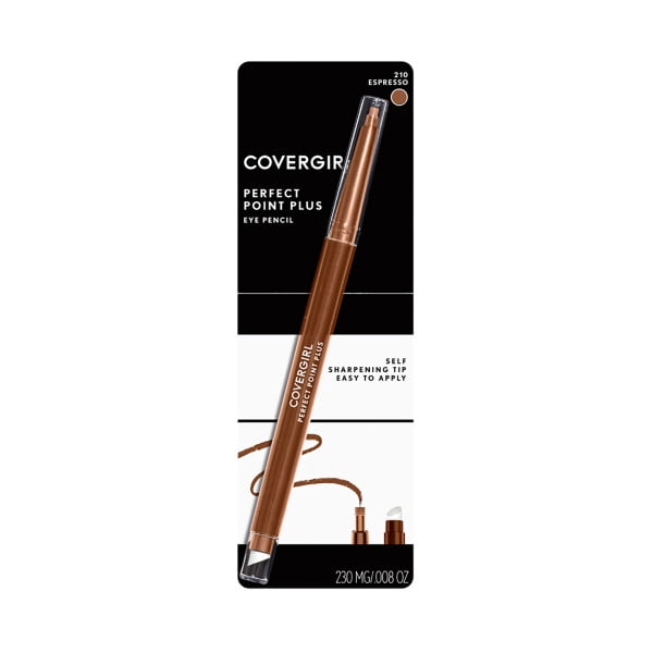 COVERGIRL Perfect Point Plus Eyeliner, 210 Espresso, 0.008 oz, Long-Lasting, Versatile Black Eyeliner, Soft Smudging Tip, No Sharpening Needed