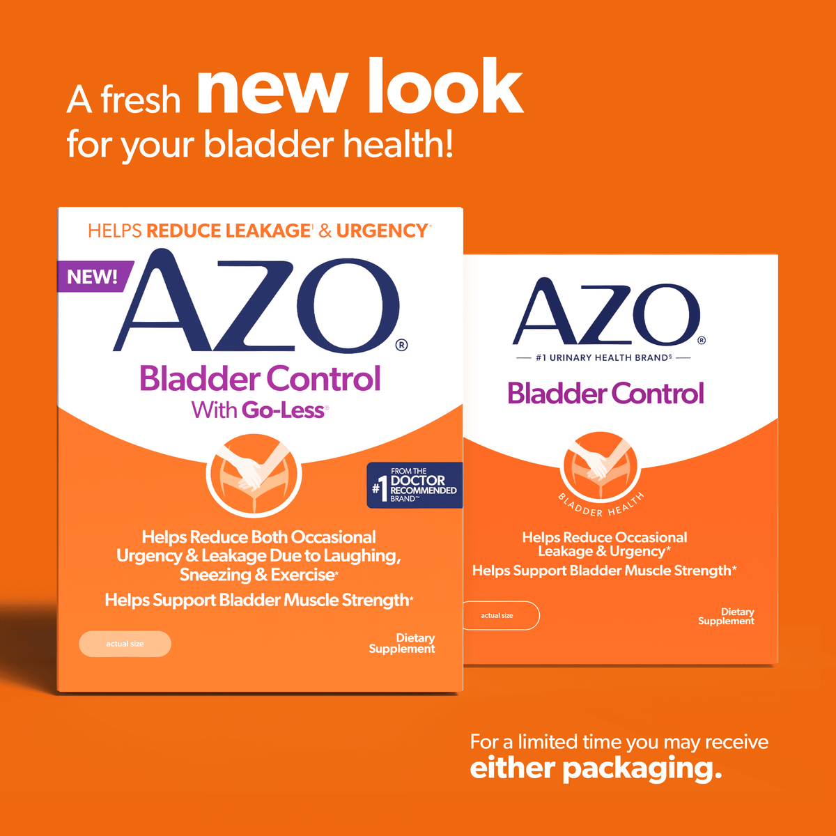 AZO Bladder Control with Go-Less® Blend Daily Supplement, Reduces Urgency & Leakage Naturally with 24-HR Support, 72 Count