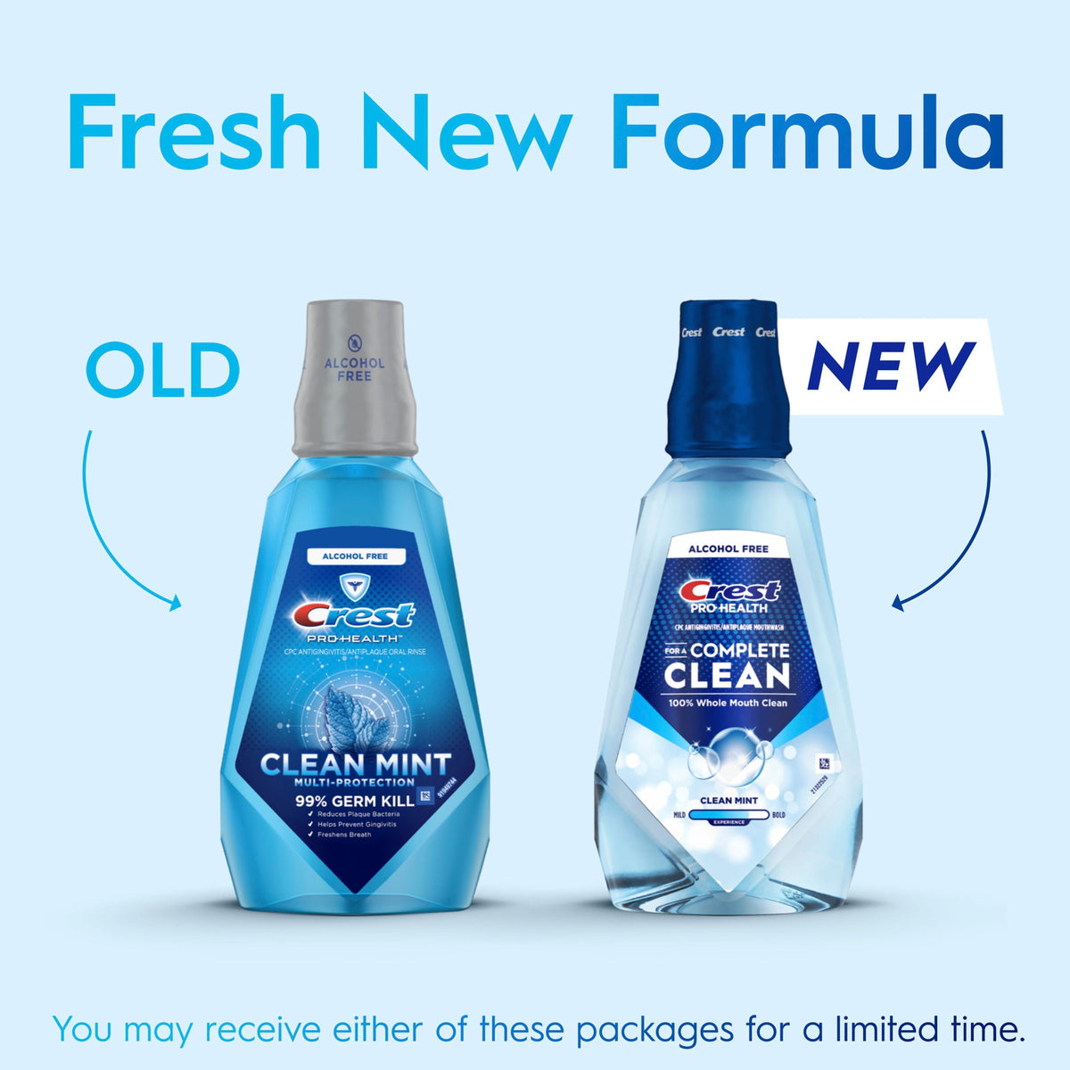 Crest Pro-Health Complete Clean Mouthwash, Alcohol Free, Clean Mint, 500mL (16.9 fl oz)