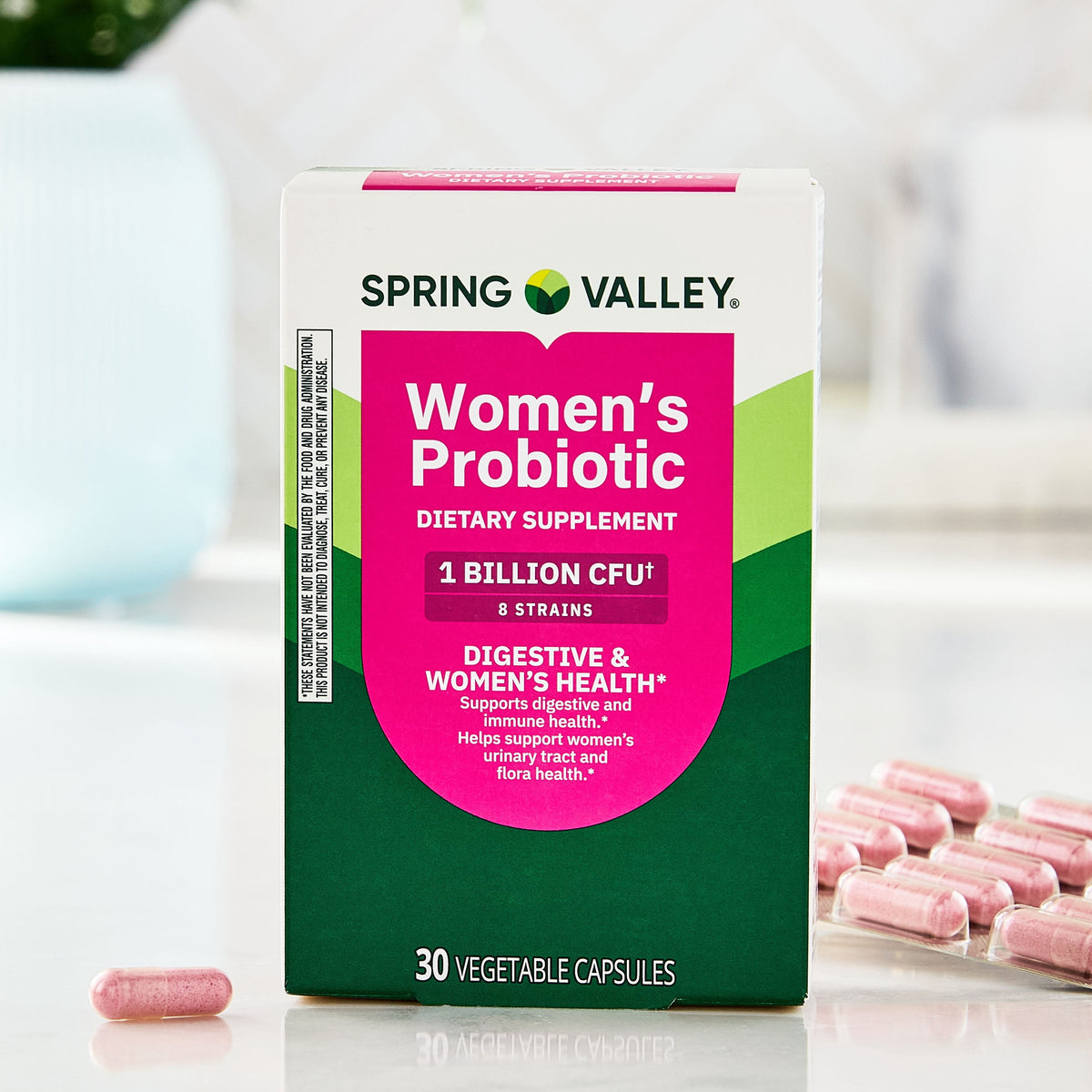 Spring Valley Women's Probiotic Dietary Supplement Vegetarian Capsules for Digestive Health, 30 Count