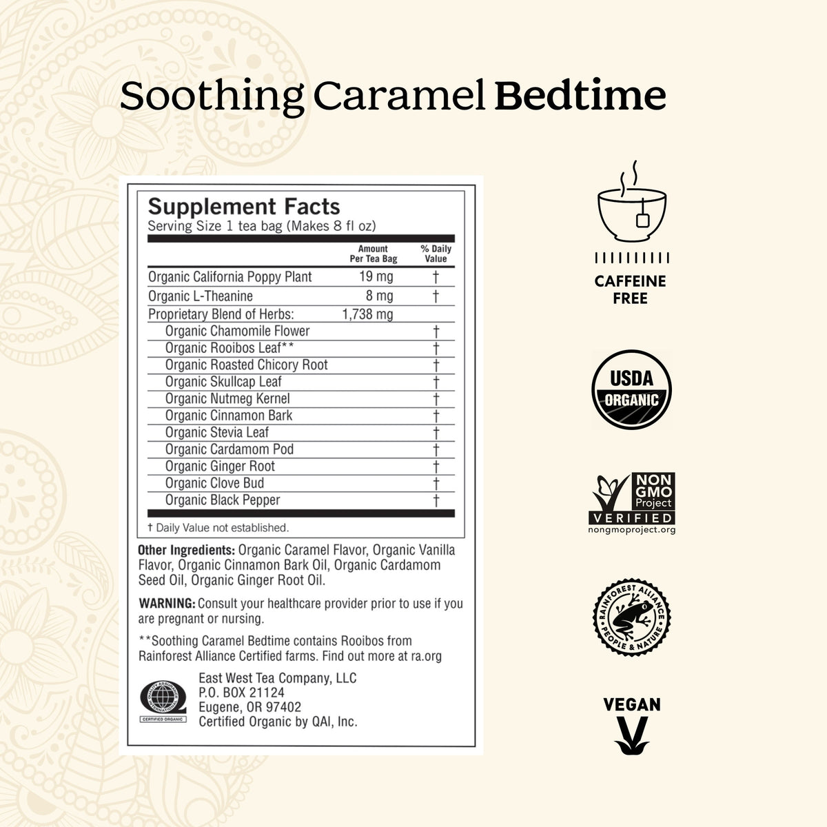 Yogi Soothing Caramel Bedtime, Organic Herbal Wellness Tea Bags, 16 Count