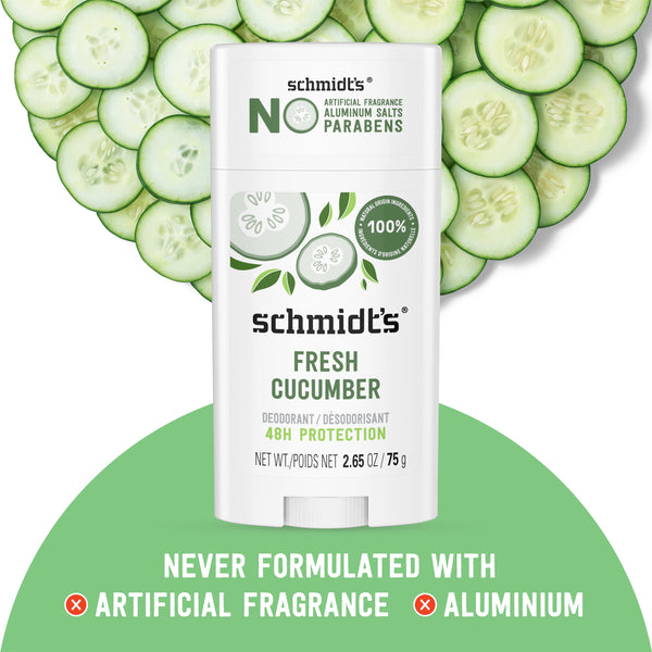 Schmidt's Aluminum Free Natural Deodorant Fresh Cucumber, 2.65 oz