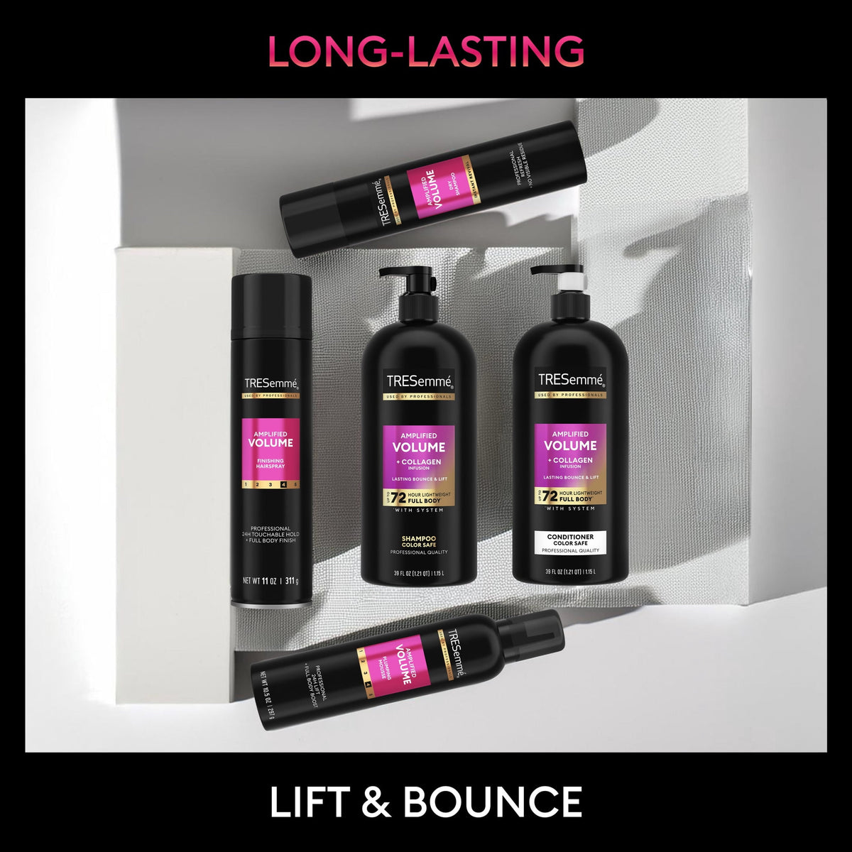 TRESemmé Amplified Volume Color Safe Conditioner for Lasting Bounce & Lift, with Pump with Up to 72HR Lightweight Full Body, 39 fl oz