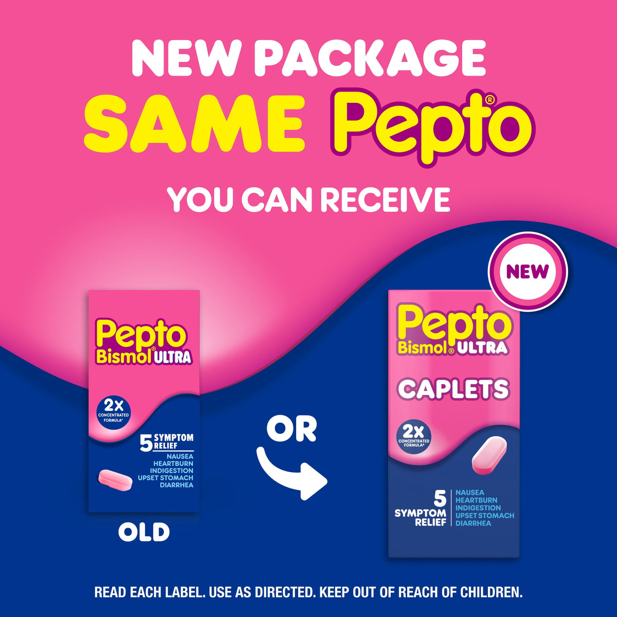 Pepto Bismol ULTRA Caplets, Upset Stomach Relief, Stomach Relief, Anti-Diarrheal, 24 Count