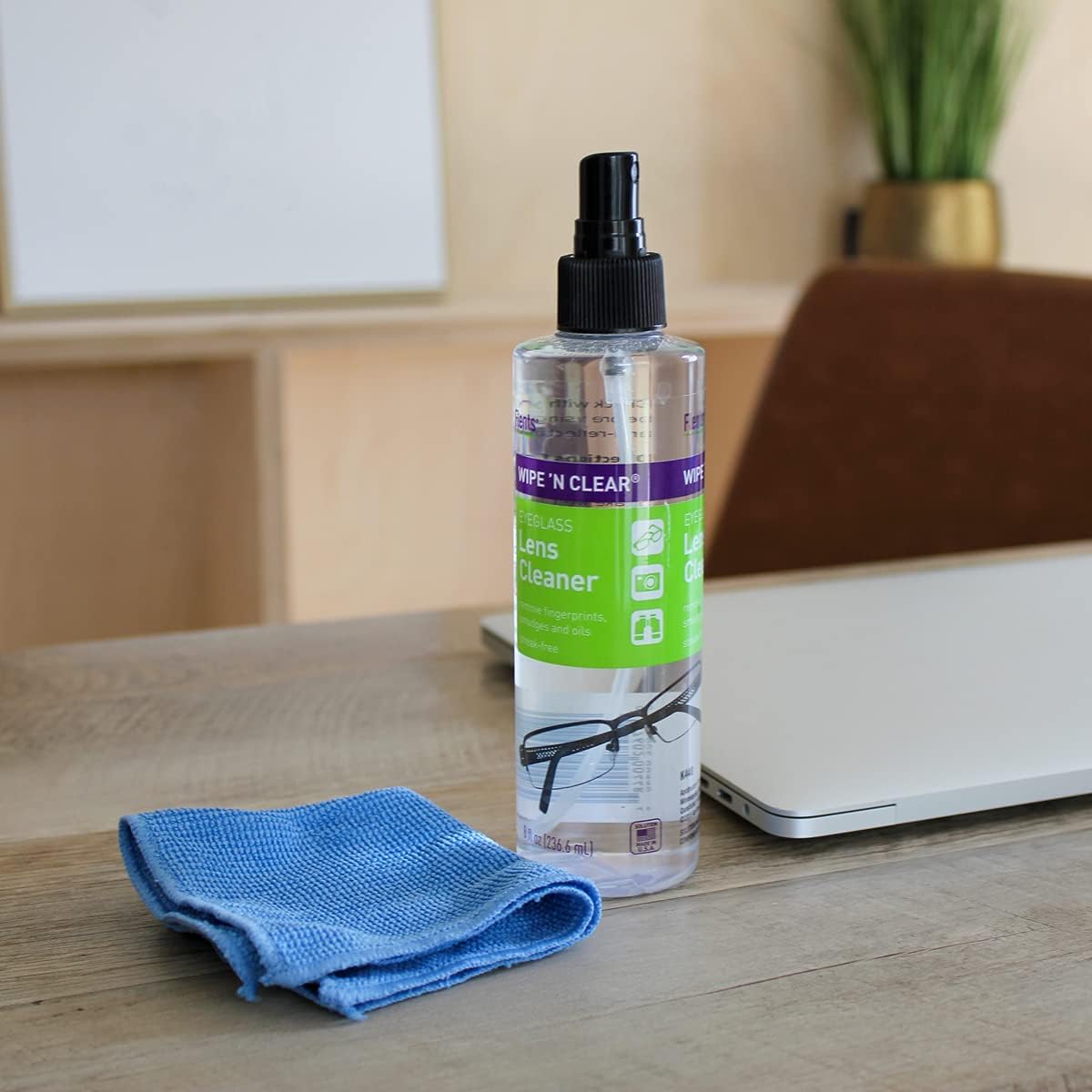 Flents Wipe 'N Clear Eyeglass Lens Cleaner Spray, 8 fl oz (236 mL)