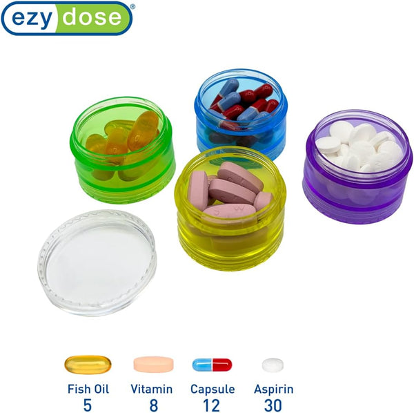 Ezy Dose Weekly (7-Day) Stackable Pill Organizer, Medium Case, Rainbow