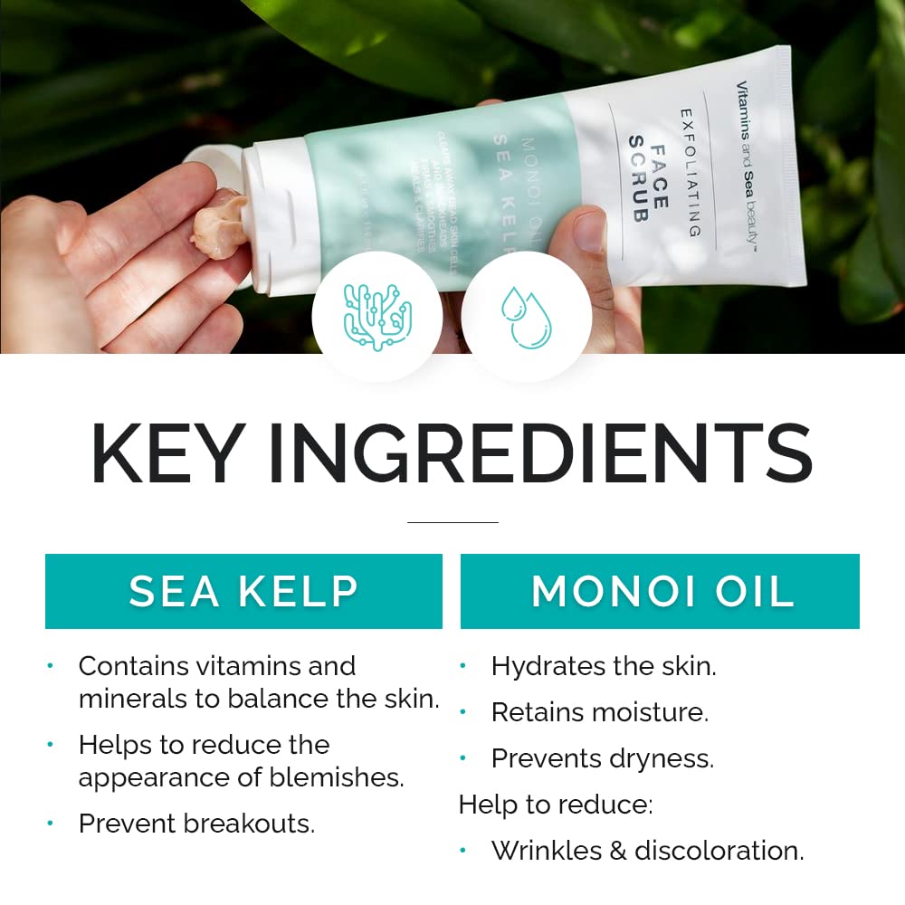 VitaminSea.beauty Monoi Oil & Sea Kelp Peeling für das Gesicht, 5.1 oz