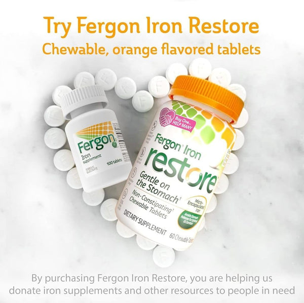 Fergon Iron Highly Soluble & Easily Digested, 27 mg Iron, 100 Tablets
