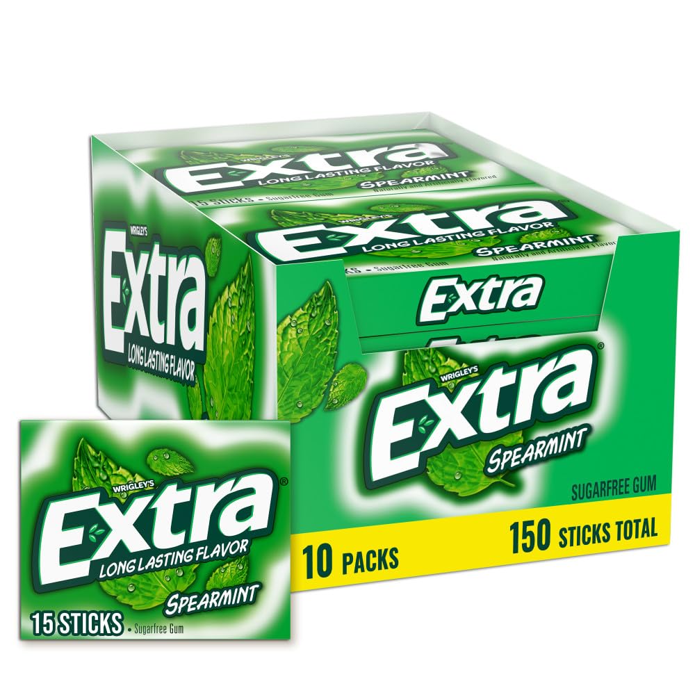 Extra Zuckerfreier Kaugummi Vorratspack, Spearmint, 10er-Pack