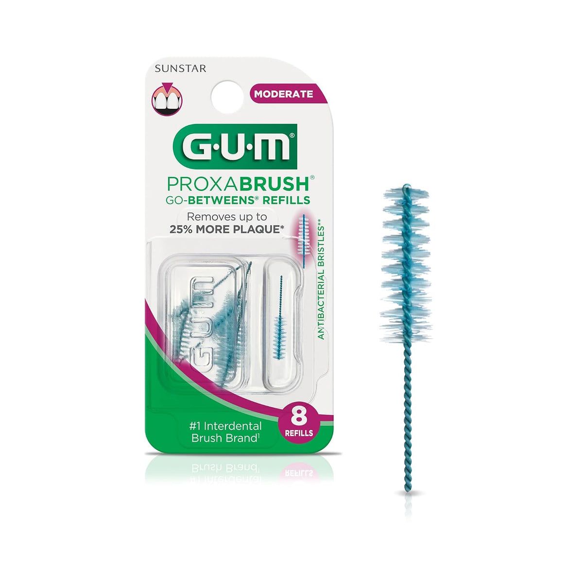 GUM Proxabrush Go-Betweens Moderate Refills, 8 Count