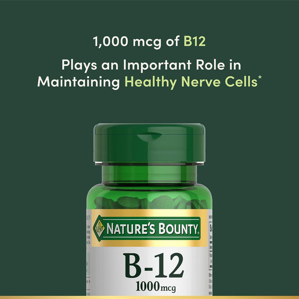 Nature's Bounty Vitamin B12 1000 mcg Supplements, Supports Energy Metabolism, 100 Tablets