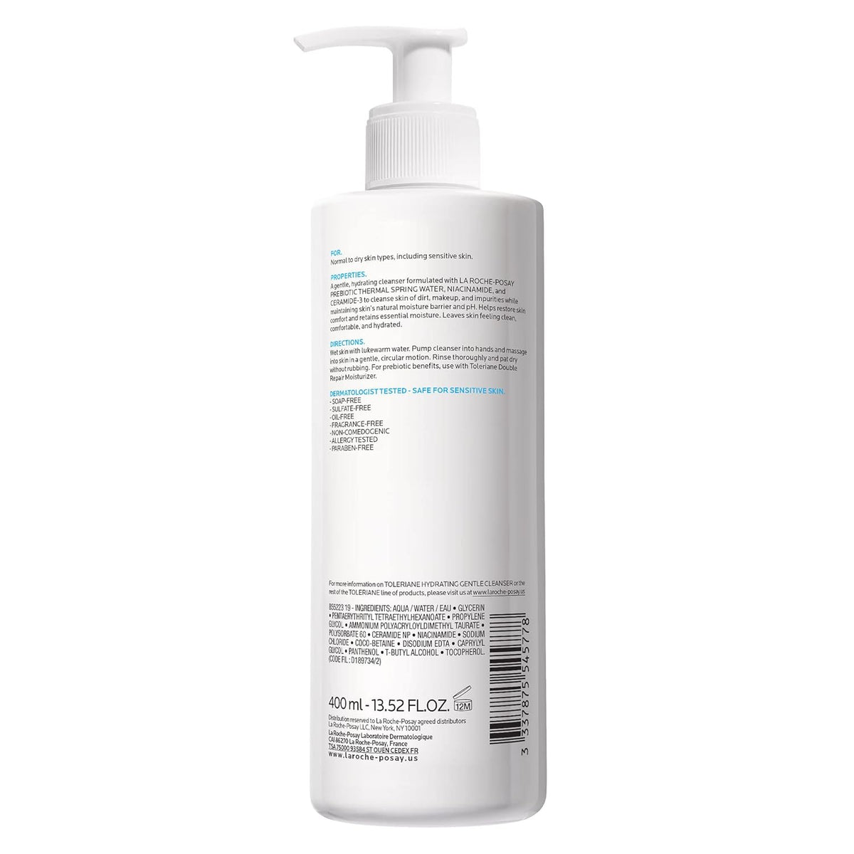 La Roche-Posay Toleriane Hydrating Gentle Face Cleanser for Dry Skin, 13.5 oz