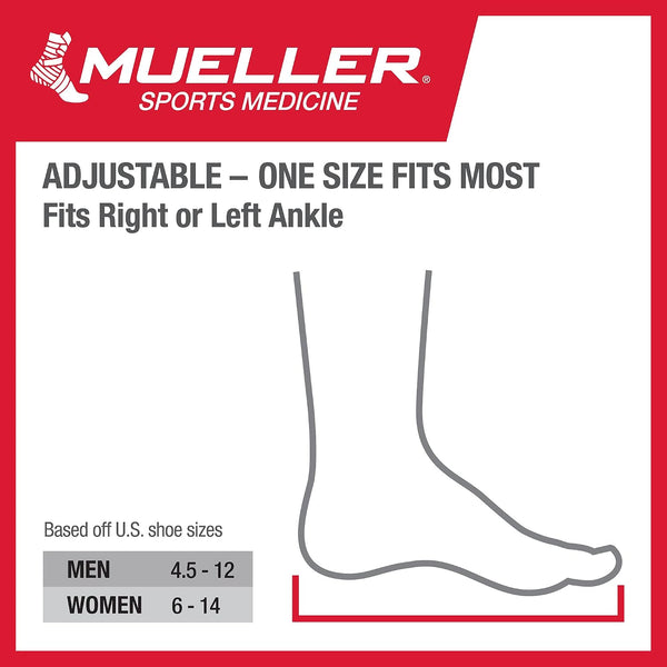 Mueller Sports Medicine Green Adjustable Ankle Support Brace, Ankle Pain Relief Support for Men and Women, Ideal for Sprains, Strains, Arthritis