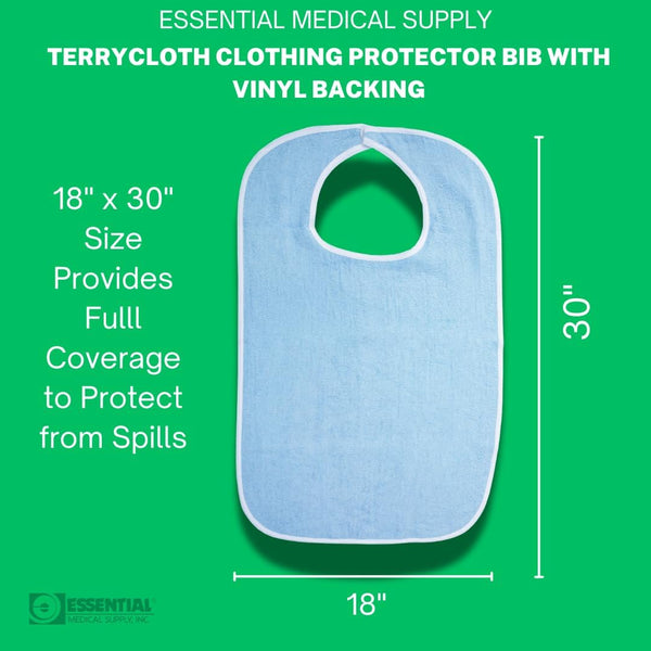 Essential Medical Supply Standard Bib, Blue, 18 Inch X 30 Inch