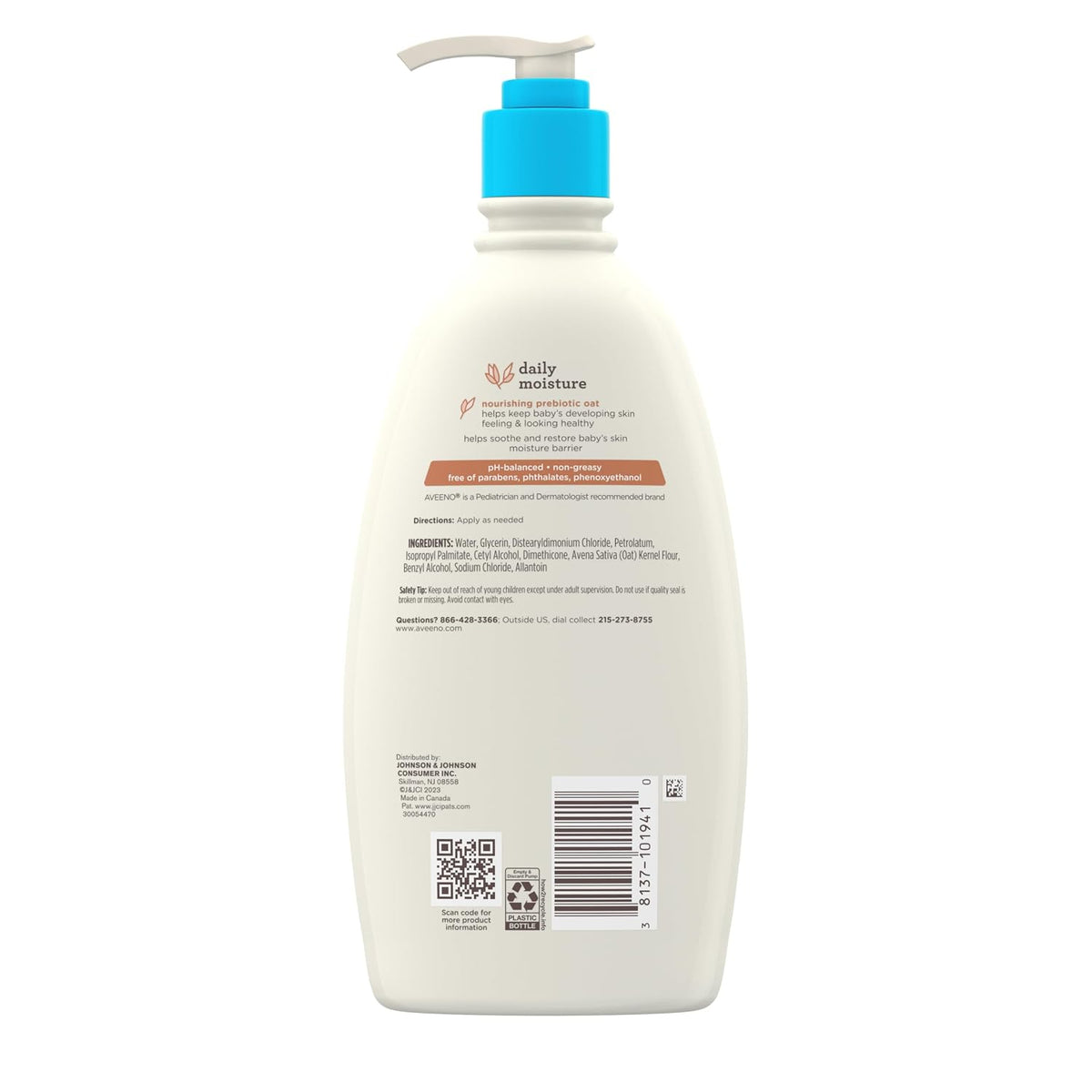 Aveeno Baby Daily Moisture Body Lotion, Fragrance Free, 18 fl. oz