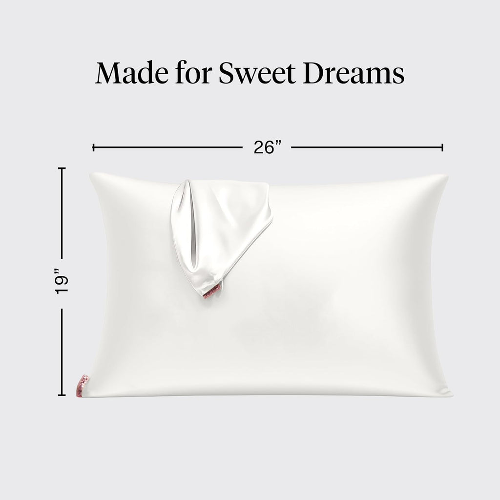 Kitsch Satin Pillowcase with Zipper Standard Size Ivory