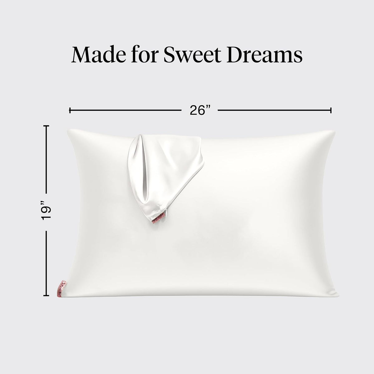 Kitsch Satin Pillowcase with Zipper Standard Size Ivory