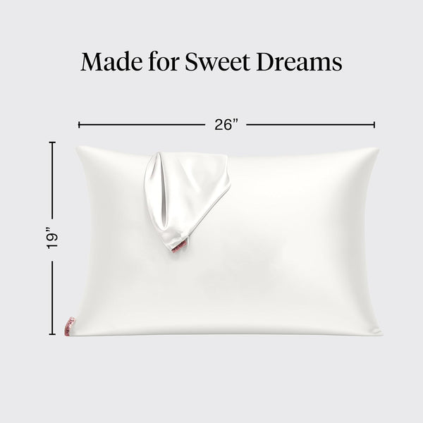 Kitsch Satin Pillowcase with Zipper Standard Size Ivory