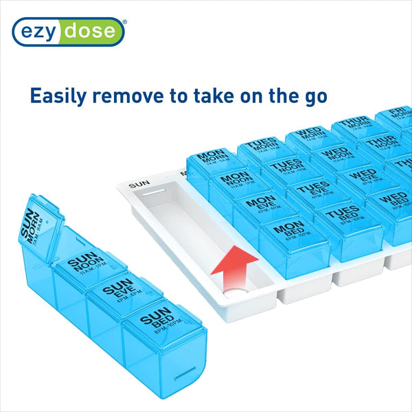 Ezy Dose Pop-Out Daily 7-Day, 4x/Day Pill Organizer, Color May Vary, Large